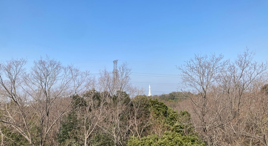 錦織公園から望むPLの塔